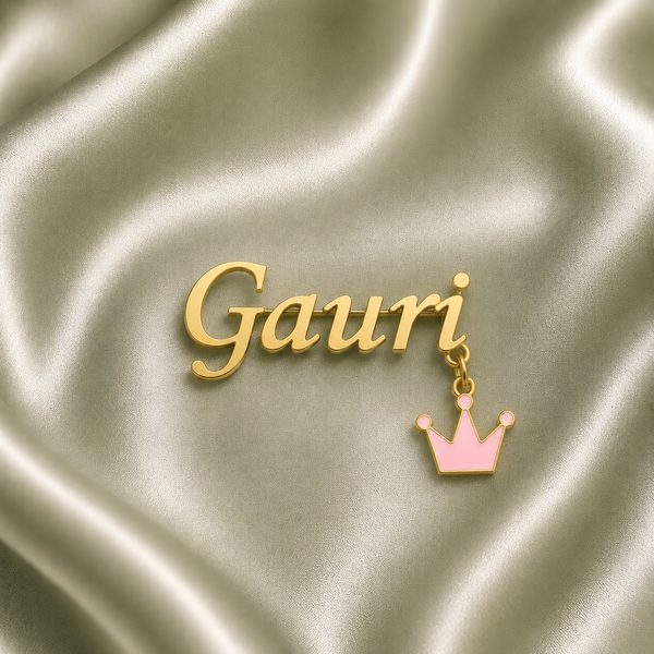 Personalized Silver Brooch with Princess Crown Charm